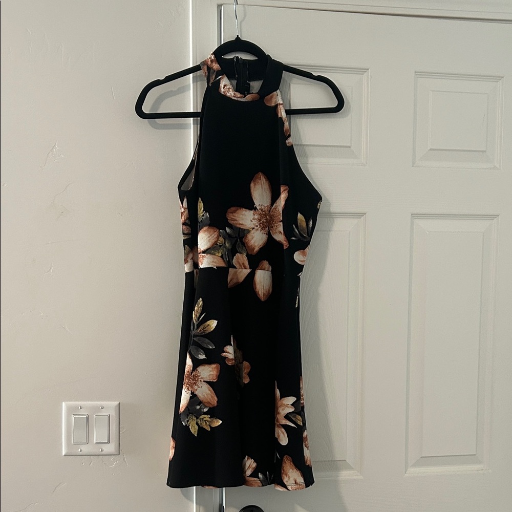 Mine Black Floral Mini Dress